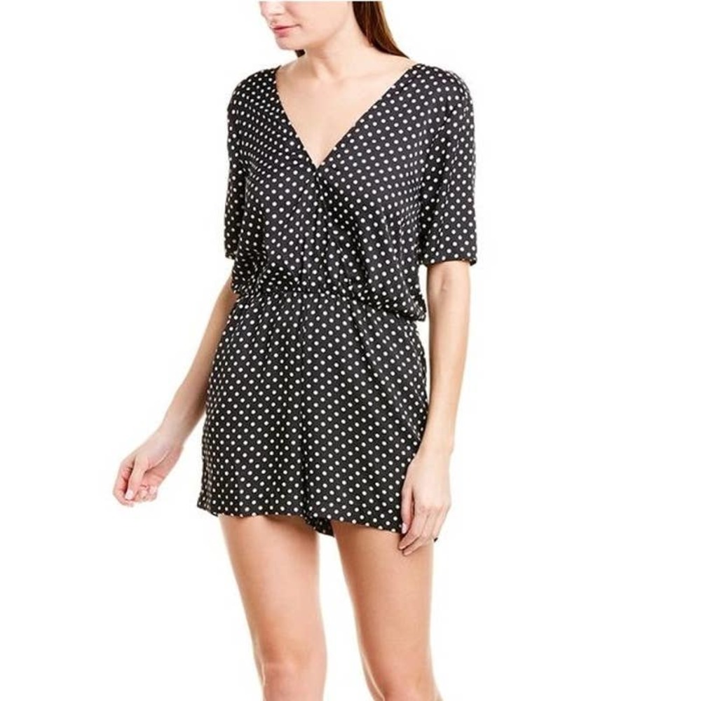 BCBGMaxAzria Black Surplice Romper